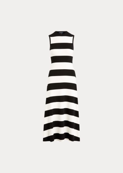 Vestidos Polo Ralph Lauren Mujer Negros / Blancos - Striped Sleeveless - ZEBUQ4768